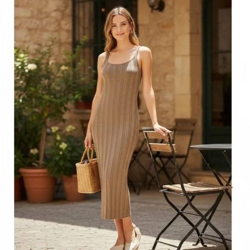 NWT FREE PEOPLE‎ Beach Santos Sweater Midi Dress Women's Medium Bodycon Ribbed